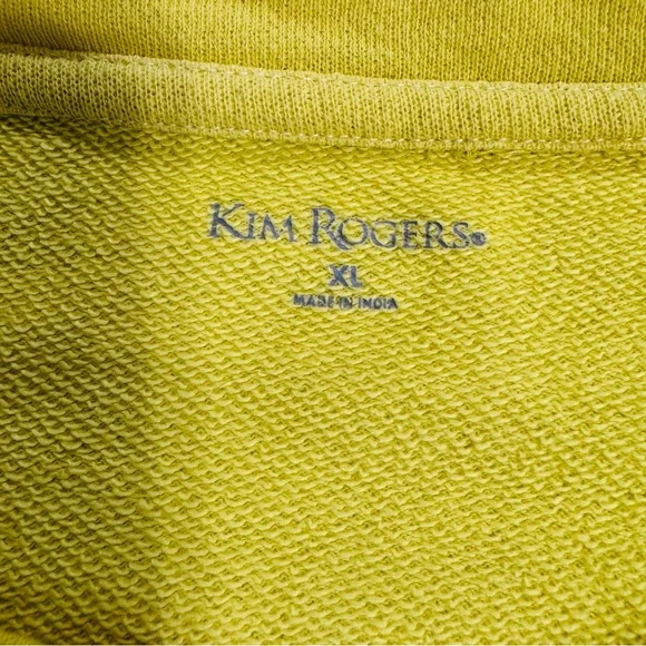 Kim Rogers Yellow Crewneck Lightweight Sweatshirt,Palm Tree Embroidered Logo, XL - Picture 4 of 11